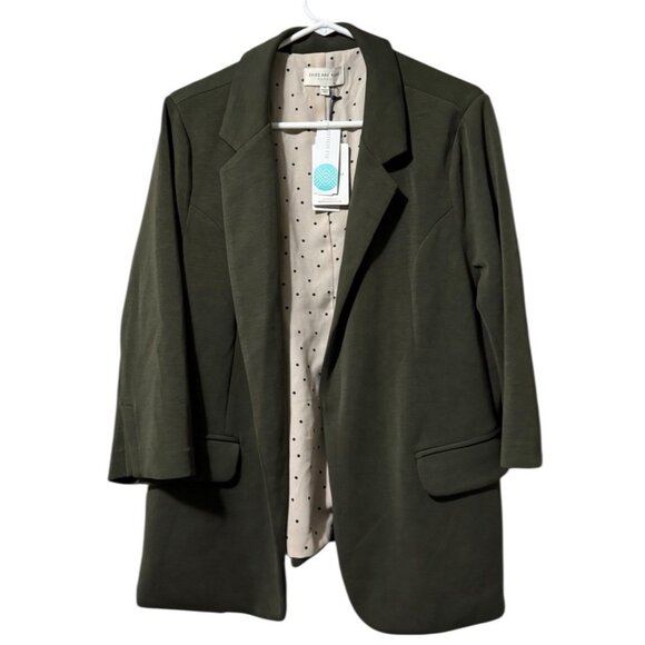 Skies Are Blue Curvy Asa Modal Knit Blazer Sz 1X Olive Green Stretch Office NWT - Picture 1 of 16